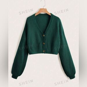 SHEIN EZWear lantern sleeve button front cardigan